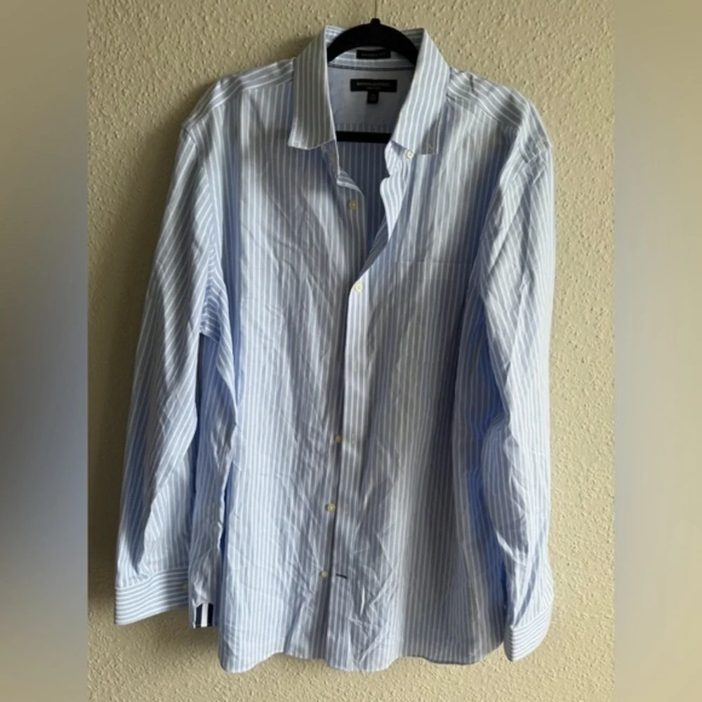 Banana Republic Blue and White Dress Shirt with Pinstripes
